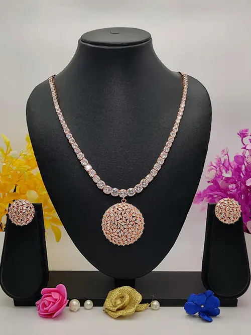 Blush-Radiance-–-Rose-Gold-Finish-CZ-Pendant-Necklace-Set-with-Stud-Earrings