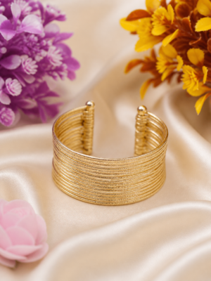 Golden Aura – Anti-Tarnish Gold Finish Multi-Layered Cuff Bracelet