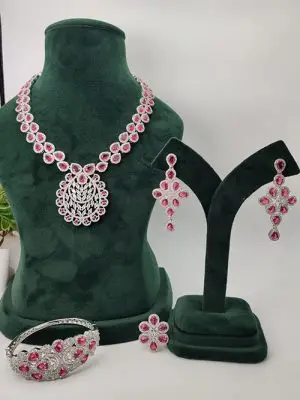 Ruby-Elegance-–-Ruby-Pink-CZ-Designer-Necklace-Set-with-Matching-Earrings-Bracelet-Ring