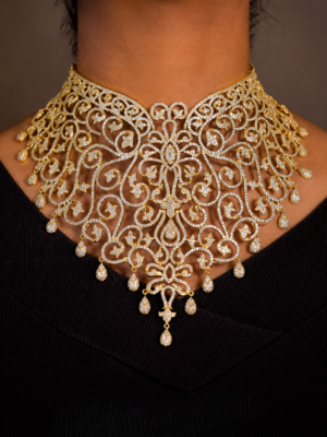 Luxury CZ Bridal Necklace Set with Earrings, Bracelet & Ring | Gold-Plated Cubic Zirconia Wedding Jewellery Set for Women